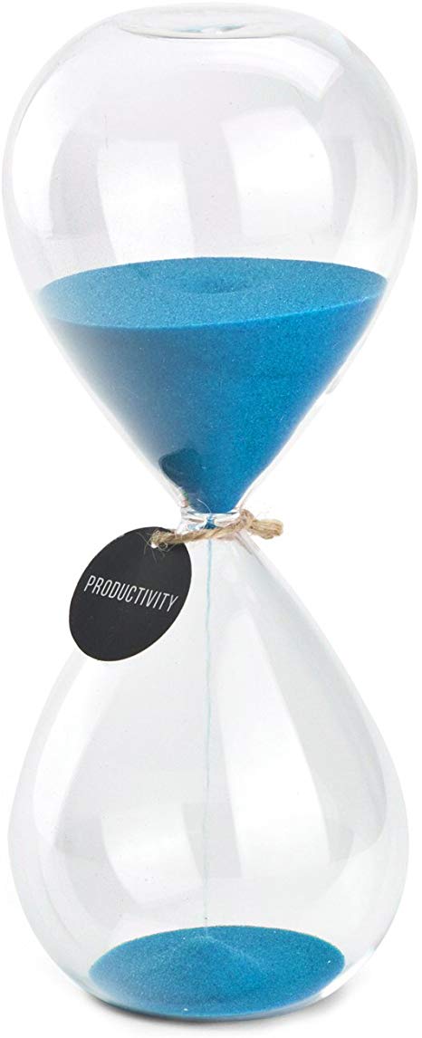 Hourglass Sand Timers - SWISSELITE Biloba Hourglass Sand Timer, 8.5 Inch Blue Sand Timer In 60 Mins