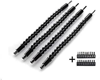 Zantle Flexible Drill Bit Extension - Magnetic Hex Soft Shaft, Flexible Screwdriver Extension for Connect Drive Shaft Tip Drill Bit Kit Adaptor (4 Pcs)