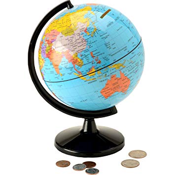 Hemispheres Save the World 5.6" Coin Bank - Teach Kids to Save Money & Learn Places Around the World - Great for Desk or Table Placement