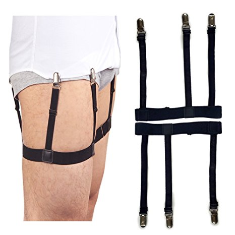 Jelinda Mens Shirt Stay Suspender with Non-slip Locking Clamps (A metal)