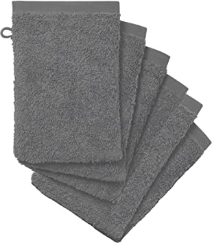 Adore Home 6 x Premium Quality 100% Cotton Wash Mitts Absorbent Flannel Glove Face Mitt Body Scrub, Slate Grey