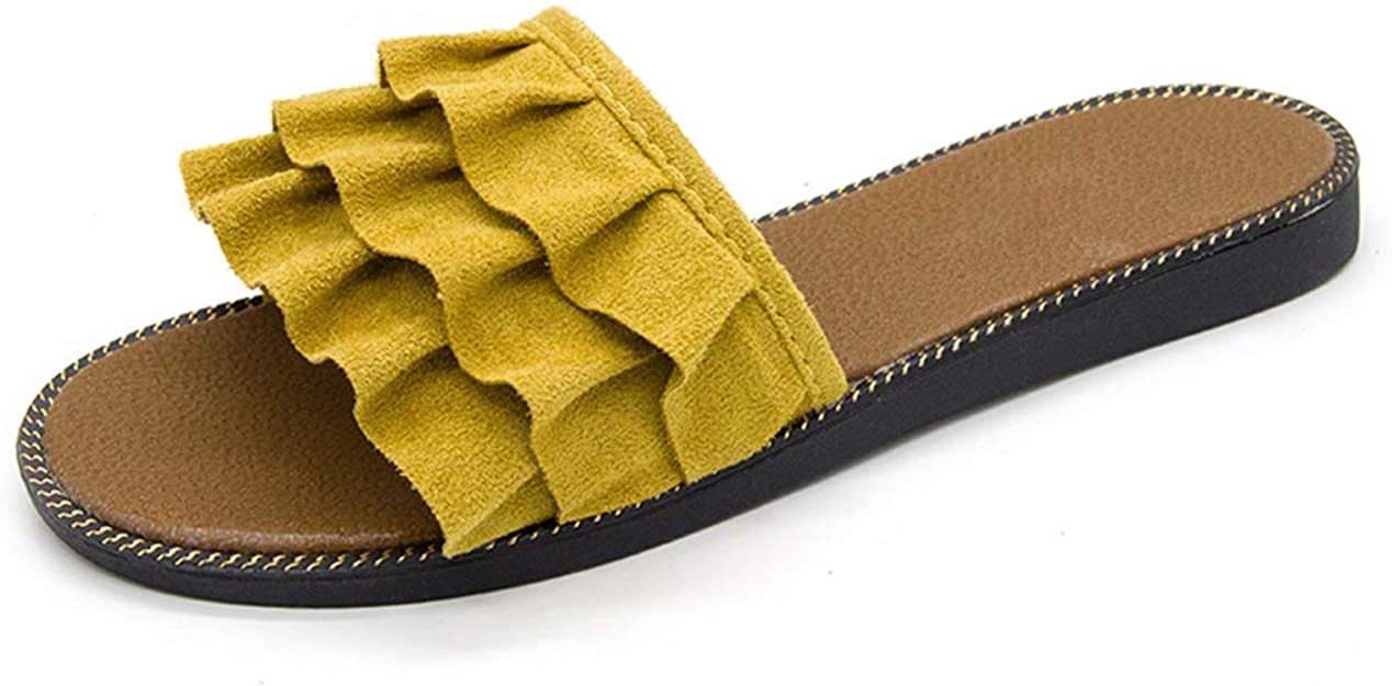 xsby Womens Soft Open Toe Slip on Flat Slide Sandals