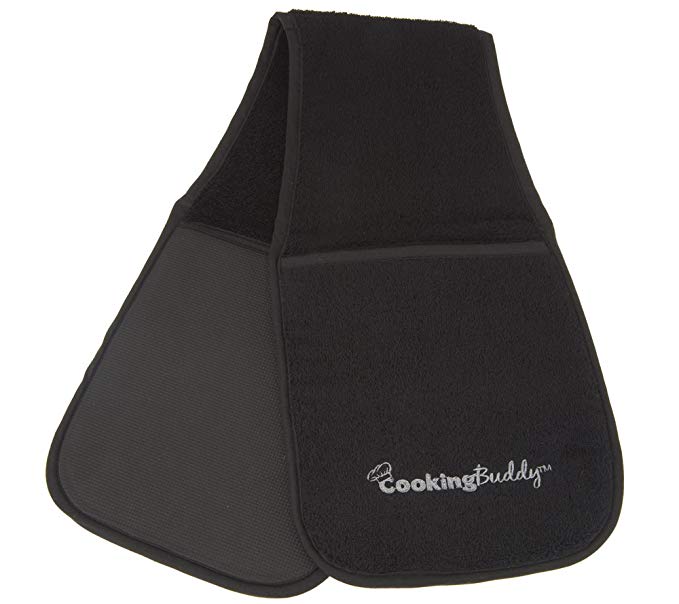 Campanelli’s Cooking Buddy - Professional Grade All-in-One Pot Holder, Hand Towel, Lid Grip, Tool Caddy Trivet. Heat Resistant up to 500ºF! As Seen On QVC. (Black)