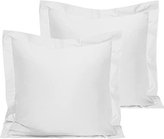 NTBAY 500 Thread Count 2 Pack Cotton Euro Bed Shams, Super Soft and Breathable Square Pillow Shams, 26 x 26 Inches, White