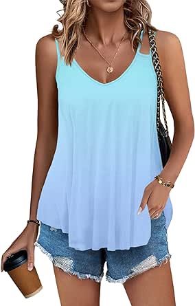 Zeagoo Women Flowy Tank Tops Casual Summer Tops Sexy Tank Tops Spaghetti Strap V Neck Sleeveless Tunic Camisoles