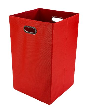 Modern Littles Folding Laundry Basket with Handles - High-Strength Polymer Construction - Folds for Easy Storage and Transportation - 13.75 Inches x 13.75 Inches x 22.75 Inches - Red