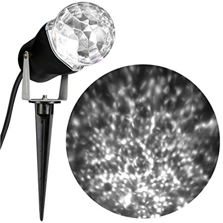 Lightshow LED Projection Turning Swirling Kaleidoscope Spotlight with Ground Stake, White