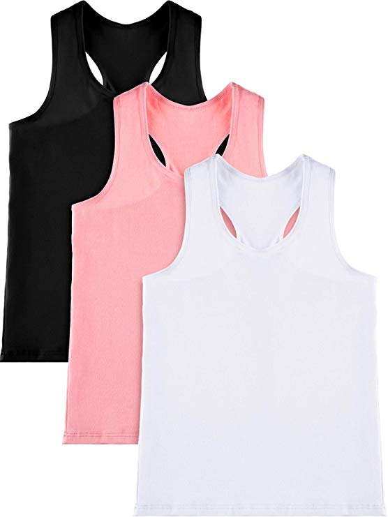 3 Pieces Girl Dance Tank Top Sleeveless Racerback Crop Tank Top Girl Dancewear for Ballet Dance