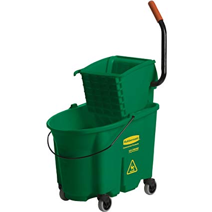 Rubbermaid Commercial 758888GRE WaveBrake Side-Press Wringer and Bucket Combo, 8.75 Gallon, 20 1/10w x 15 7/10d x 36 1/2h, Green