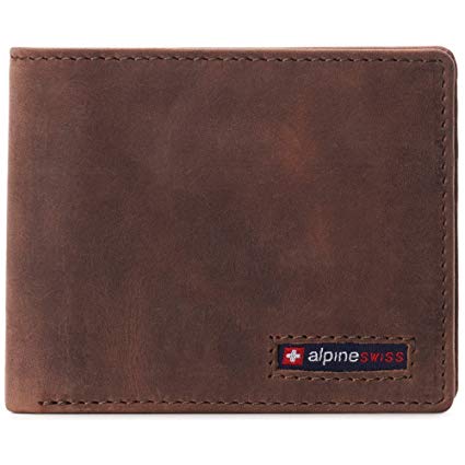 Alpine Swiss RFID Connor Passcase Bifold Wallet For Men Leather