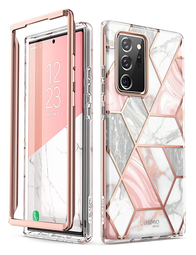 i-Blason Cosmo Series Case Cover Designed for Galaxy Note 20 Ultra 5G (2020 Release), Protective Bumper Marble Design Without Built-in Screen Protector (Marble)