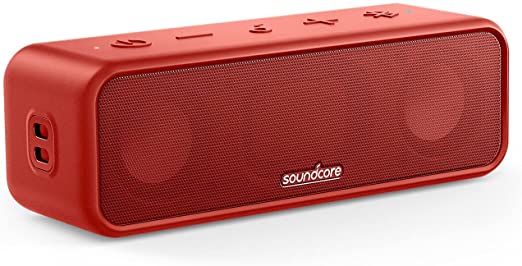 Soundcore 3 by Anker Soundcore, Bluetooth Speaker with Stereo Sound, Pure Titanium Diaphragm Drivers, PartyCast Technology, BassUp, 24H Playtime, IPX7 Waterproof, App, Custom EQ,Red