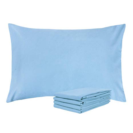 NTBAY Queen Pillowcases Set of 4, 100% Brushed Microfiber, Soft and Cozy, Wrinkle, Fade, Stain Resistant (Sky Blue, Queen)