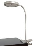 Home Design - 14 Inch Super Bright LED Clip-On Desk Lamp - Reading Light - LED Desk Light - Adjustable - Flexible - Gooseneck Lamp - Modern Silver