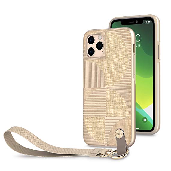 Moshi Altra for iPhone 11 Pro Case 5.8-inch, Detachable Wrist Strap, Military Drop Protection, Strap Phone Cover for iPhone 11 Pro, Sahara Beige