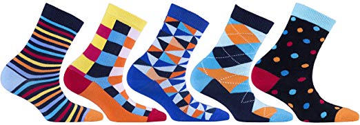 Socks n Socks-Boy's 5-pair Fun Cool Cotton Colorful Dress Crew Socks Gift Box