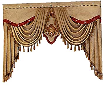 TIYANA Brown Luxury Curtain Valance Window Swag European Royal Style Rod Pocket Top 1 Piece Custom Size, Please Email Us Before You Place The Order