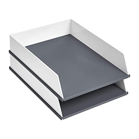 AmazonBasics Letter Tray - Grey and White - 2 Pack