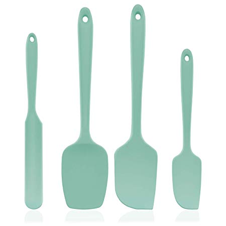 U-Taste 600ºF High Heat-Resistant Premium Silicone Spatula Set, BPA-Free One Piece Seamless Design, Non-Stick Rubber with 18/8 Stainless Steel Core, Cooking/Baking Utensil Set of 4(Teal/Turquoise)