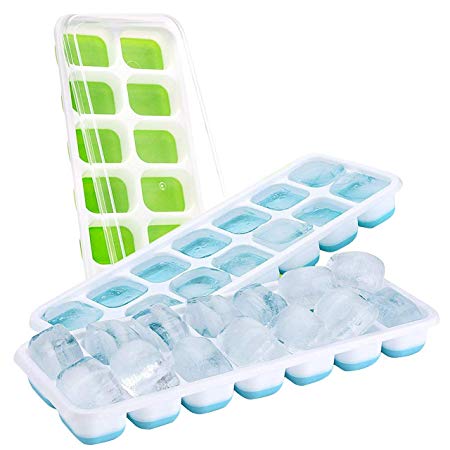 3 Packs Ice Cube Trays Silicone Ice Cube Trays with Lids Easy Release Ice Trays Make 42 Large Ice Cube Flexible BPA Free Stackable Ice Cube Trays