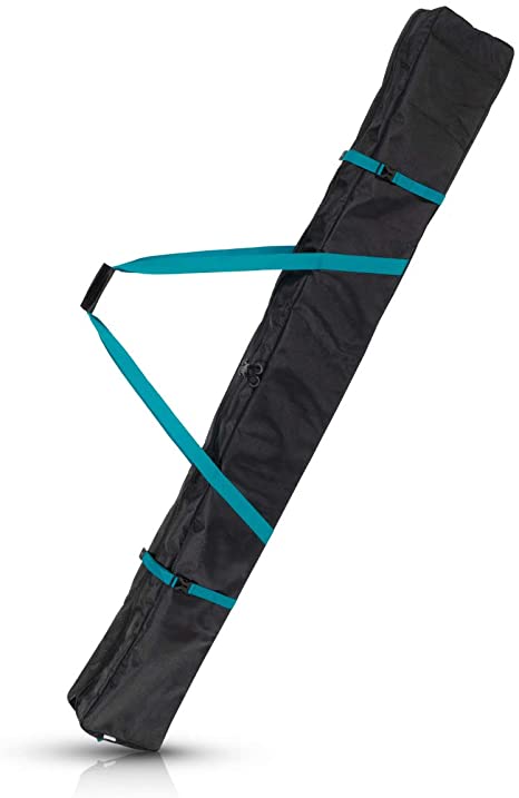 Navaris Ski Bag for Men and Women - Ski Bag for 1 Pair of Skis and Poles with Zipper, 2 Straps with Buckles and Carrying Handle - 2 Different Sizes