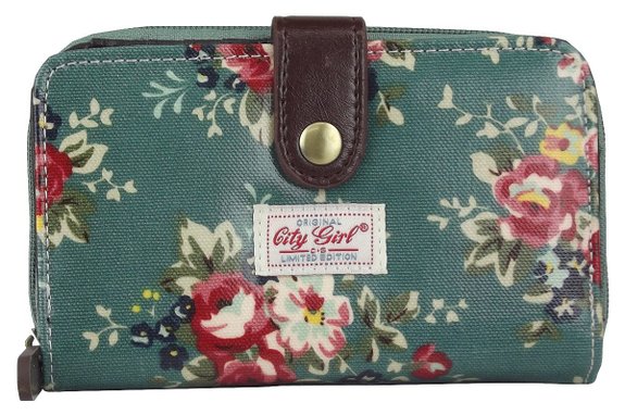 City Girl Designer Ladies Girls Polka Dot/Flower (Floral) Oil Cloth Purse/Wallet/Clutch