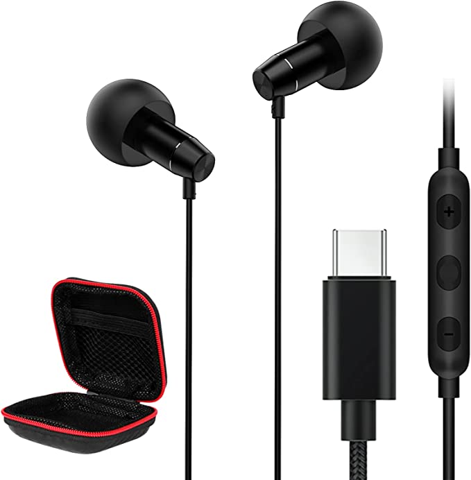 COOYA USB C Headphone Wired Sleep Earbuds with Microphone Soft Comfy Noise Canceling Type C In-Ear Headset for Samsung S22 S21 S20 FE Z Flip/Fold 4 3 A53 Pixel 6 Oneplus 10 Pro Side Sleeper Air Travel