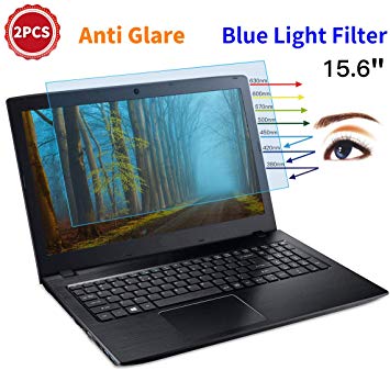 2-Pack 15.6" Anti-Glare Screen Protector Blue Light Filter, Eye Protection Blue Light Blocking Anti Glare Computer Screen Cover for 15.6" with 16:9 Aspect Ratio Laptop(Size Not Include The Bezel)