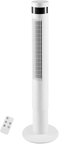 R.W.FLAME Tower Fan with Remote Control,Standing Fan for Office, Oscillation Fan, 3 Wind Modes,Time Settings,LED Display(43", White)