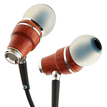 Symphonized NRG X Bubinga Wood Earbuds, Ergonomic Design in-Ear Noise-Isolating Headphones, Earphones with Angle-Fit Ear Tips, in-line Microphone and Volume Control, Stereo Earphones (Black)