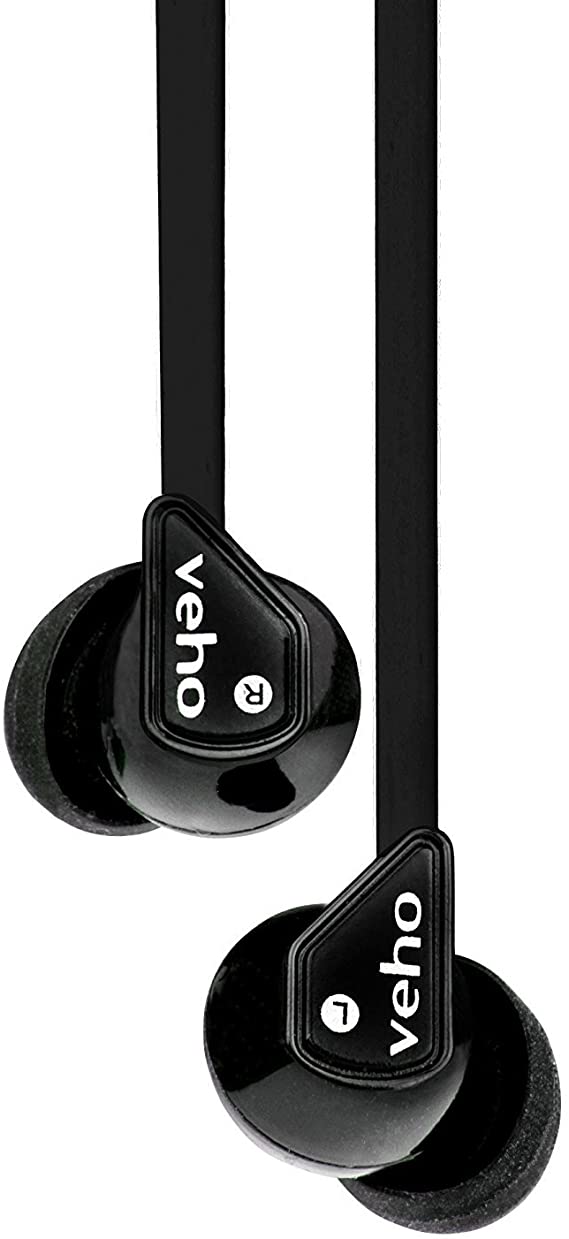 Veho Z-1 In-Ear Headphones | Anti Tangle Cable | Stereo Noise Isolating | Earbuds | Earphones - Black (VEP-003-360Z1-K)