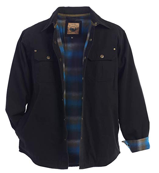 Gioberti Men's Brushed and Soft Twill Shirt Jacket with Flannel Lining