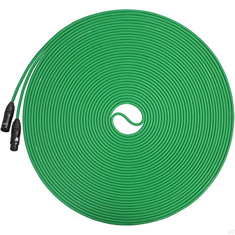 LyxPro Balanced XLR Cable Premium Series Microphone Cable, Speakers and Pro Devices Cable, 100 Feet- Green
