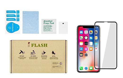 iPhone XR Full Coverage Glass Screen Protector, iFlash Full Cover Tempered Glass Screen Protector for Apple iPhone XR 6.1” Inch – Face ID / 3D Touch/Edge-to-Edge Curved Surface/Bubble Free –Black