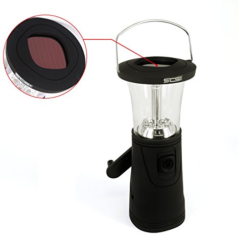 6 LED Outdoor Portable Ultra Bright Camping Lantern, Hand Crank, Solar Dynamo Light Lamp for Hiking Camping Emergency by SCS ETC, Black