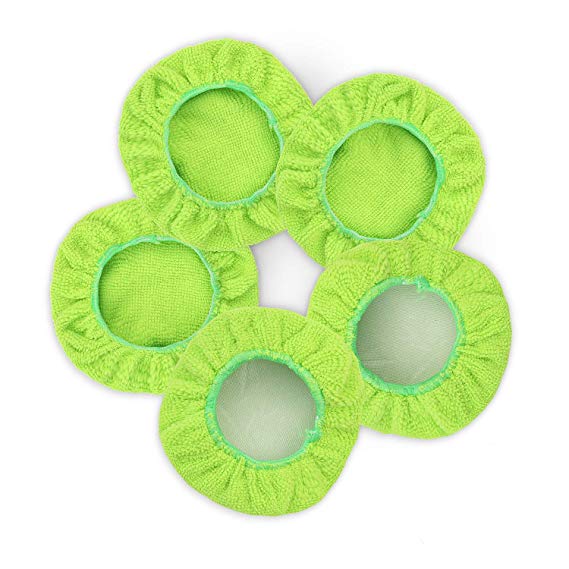 Car Care Replaced Microfiber Clothes for XINDELL Windshield Cleaning Brush Cotton Terry Washable Car Washing Pads - 5 Inch Diameter, Green, 5 Pack (Triangle)