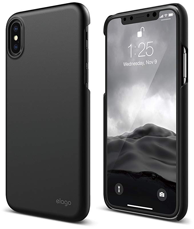 elago Slim Fit 2 Series iPhone XS, iPhone X Case - Durable Scratch Resistant Coat Minimalistic Designed Protective Cover for Apple iPhone XS (2018), iPhone X (2017) (Black)