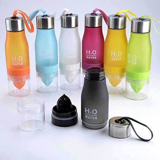 H2O Spa Water BPA Free Water Bottle with Fruit Chamber and Integrated Juicer, 24 oz