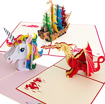 Pop Up Card 3 Pack | Popup Cards | 3D Birthday Card for Kids, Mom | Pop Up Greeting Cards Assortment | Pop Up Birthday Cards for Women |3D Cards Pop Up Cards All Occasion| Dragon Unicorn Birthday Card