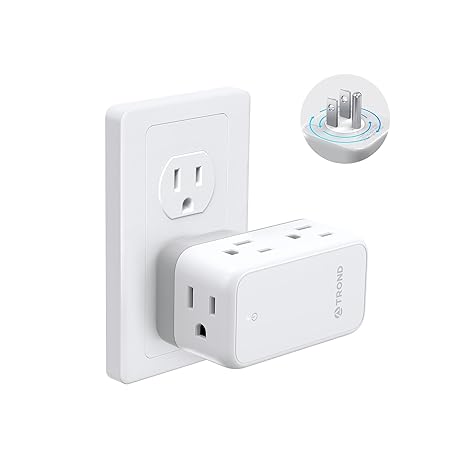 TROND Multi Plug Outlet Extender - Wall Outlet Splitter with 360° Rotating Plug, 6 AC Outlet Adapter, 3-Sided Swivel Plug Expander, Small Electrical Outlet Extender for Travel Cruise Home Dorm Room