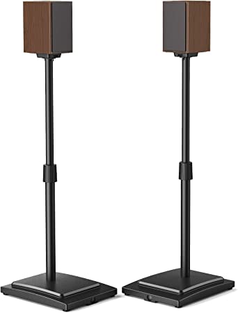 Perlegear Speaker Stands - Hight Adjustable Extend 22'' to 39'' for Small Bookshelf & Satellite Speakers, Bookshelf Speaker Stands Holds 9 lbs, Stable with Weighted Base for Bose JBL Sony Vizio Yamaha