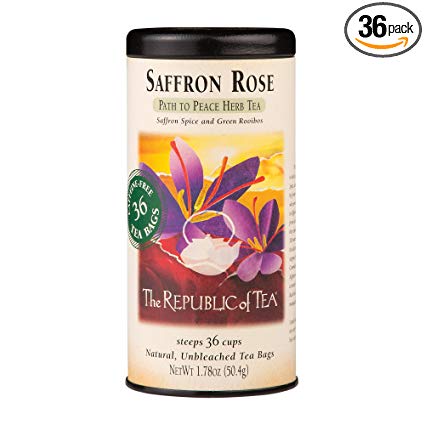 The Republic Of Tea Saffron Rose Herbal Tea Bags, 36 Tea Bags