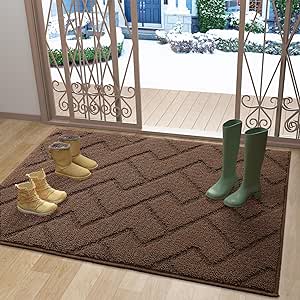 OLANLY Indoor Door Mat, 48x32, Dirt Resistant and Absorbent, Sturdy Non-Slip Rubber Backing, Easy to Clean, Washable Entry Mat, Ideal Low-Profile Floor Mat for Front Back Door and Entryway, Coffee