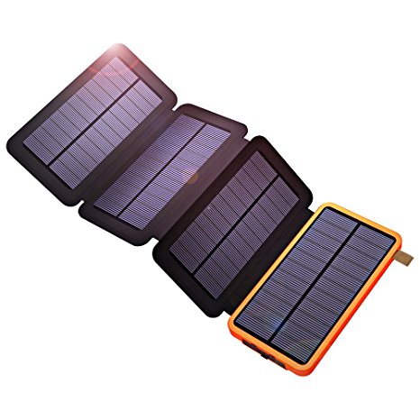 Solar Power Bank, X-DRAGON Solar Charger with Foldable Panel 10000mAh Portable Rugged Shockproof Dual USB Solar Battery Charger for iPhone, Samsung Galaxy ipad and More-Orange