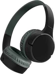 Belkin SoundForm Mini Kids Wireless Headphones w/Built-in Microphone, 30H of Playback Time, & Fun Stickers - Over-Ear Headsets for Online Learning, School, Travel, iPhone, iPad, Galaxy & More - Black