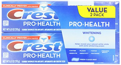 Crest Pro-Health Whitening Fresh Clean Mint Flavor Toothpaste, 6 Ounce,Twin Pack