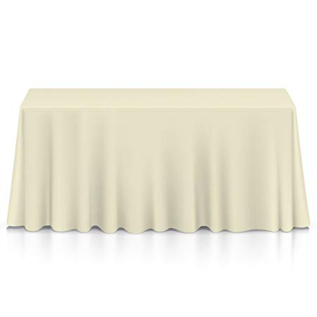 Lann's Linens - 90" x 156" Premium Tablecloth for Wedding/Banquet/Restaurant - Rectangular Polyester Fabric Table Cloth - Ivory