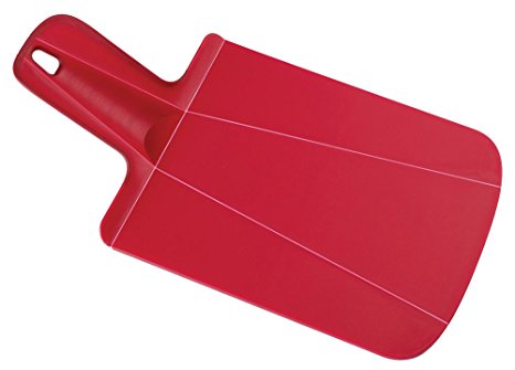 Joseph Joseph 60052 Chop2Pot Foldable Plastic Cutting Board 12.5-inch x 6.5-inch Chopping Board Kitchen Prep Mat with Non-Slip Feet 3.5-inch Handle Dishwasher Safe Lays Flat Folds Up, Mini, Red