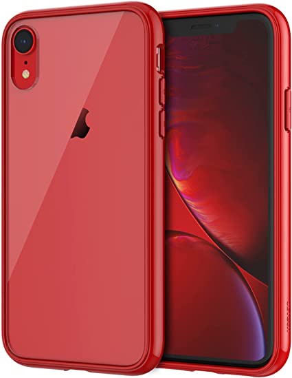 JETech Case for iPhone XR 6.1-Inch, Shockproof Transparent Bumper Cover (Red)