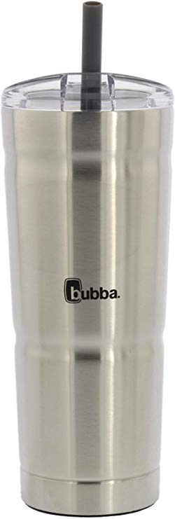 Bubba Envy S Insulated Stainless Steel Tumbler with Straw, 24oz-Ideal Travel Mug that is Stain, Sweat, and Odor Resistant-Insulated Water Bottle to Take on the Go - Stainless Steel